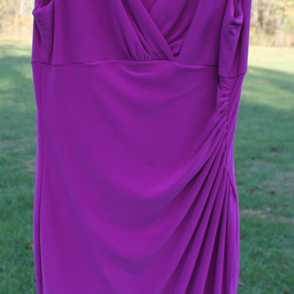 Ralph Lauren Magenta Knee-Length Semi-Formal Stretch Dress - Size 12P